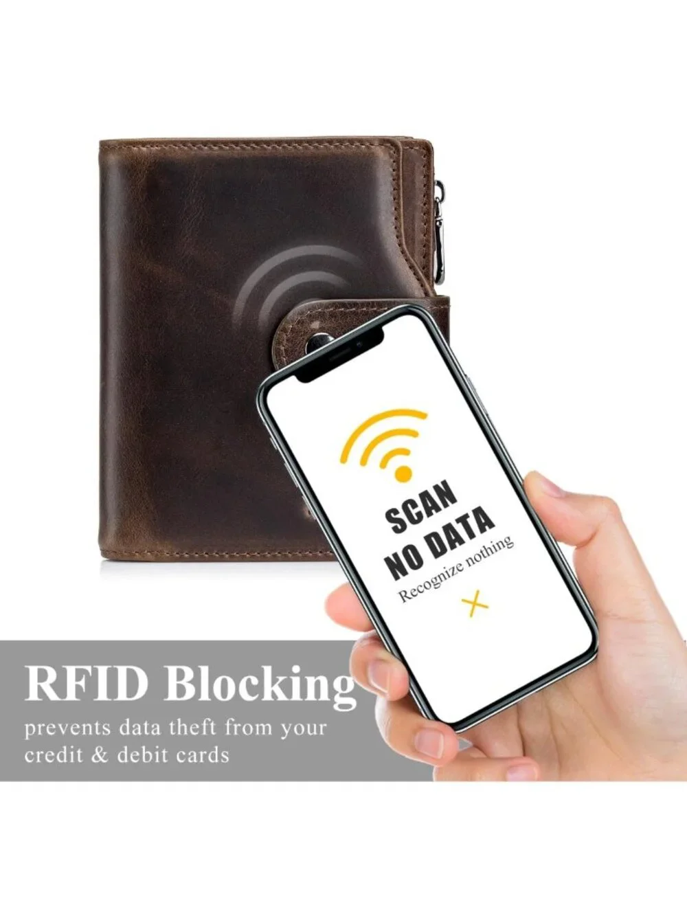 Large Capacity RFID Blocking Leather Wallet for Men, 17 Card Slots & Coin Pocket
